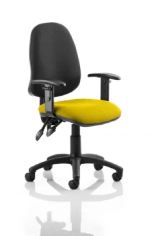 Eclipse I Lever Task Operator Chair Black Back Bespoke Seat With Height Adjustable Arms In Yellow