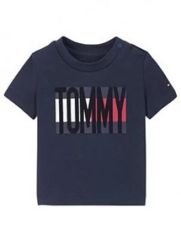 Tommy Hilfiger Baby Boys Short Sleeve Flag T-Shirt, Navy, Size 9-12 Months