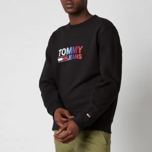 Tommy Jeans Mens Ombre Corporation Logo Crewneck Sweatshirt - Black - XXL