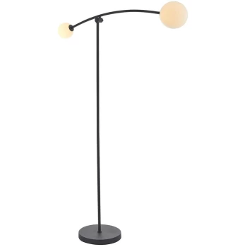 Merano Rovigo 2 Light Floor Lamp Textured Matt Black & Gloss Opal Glass