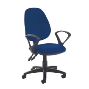 Dams MTO Jota High Back PCB Operator Chair with Fixed Arms - Ocean Blue Vinyl