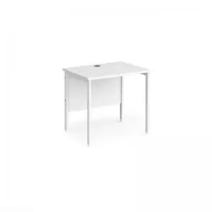 Maestro 25 straight desk 800mm x 600mm - white H-frame leg, white top