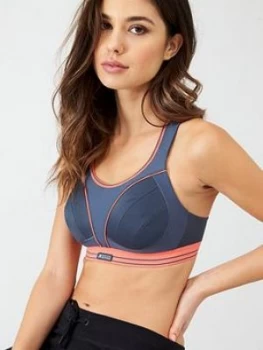 Shock Absorber Ultimate Run Bra, Grey/Coral, Size 38D, Women