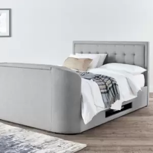 Carmel Ottoman Mid Grey Upholstered King Size tv Bed Frame - Grey