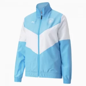 PUMA x First Mile Man City Prematch Womens Football Jacket, Light Blue/White, size Large, Accessories