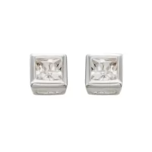 Beginnings Clear CZ 4.5mm Square Stud Earrings