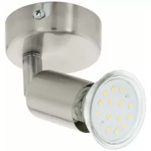 Loops - Wall 1 Spot Light Colour Satin Nickel Steel Shade Bulb GU10 1x3W Included