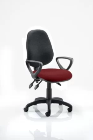 Eclipse III Lever Task Operator Chair Black Back Bespoke Seat With Loop Arms In Ginseng Chilli