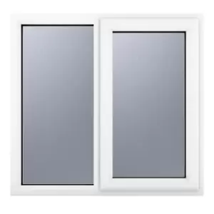 Crystal uPVC Window A Rated Right Hand Side Hung next to a Fixed Light 1190mm x 1040mm Obscure Glazing - White