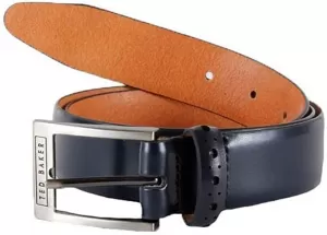 Ted Baker Waffler Branded Leather Belt - Black, Size 30, Men