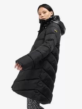 Barbour International Parallel Chevron Quilt Padded Coat - Black, Size 14, Women