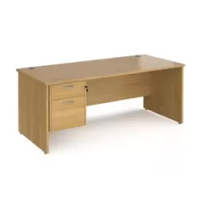 Office Desk Rectangular Desk 1800mm With Pedestal Oak Top And Panel End Leg 800mm Depth Maestro 25 MP18P2O