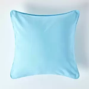 Cotton Plain Blue Cushion Cover, 45 x 45cm - Blue - Homescapes