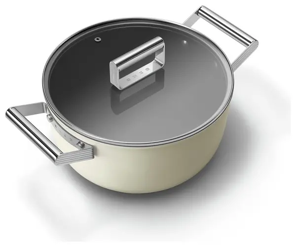 Smeg Smeg 4.6 Litre Non Stick Aluminium Casserole Pan - Cream