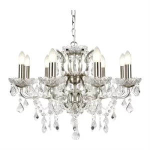 Paris 8 Light Chandelier Satin Silver Finish, E14