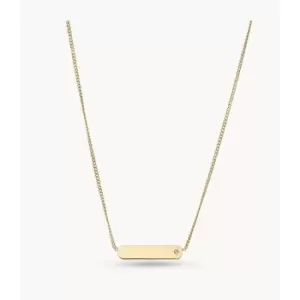 Fossil Womens Lane Gold-Tone Stainless Steel Bar Chain Necklace - Gold