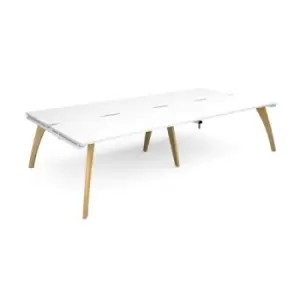 Bench Desk 4 Person Rectangular Desks 3200mm White Tops With White Frames 1600mm Depth Fuze