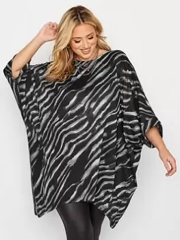 Yours Hanky Hem Top Zebra Grey, Size 26-28, Women