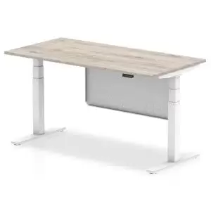 Air 1600 x 800mm Height Adjustable Desk Grey Oak Top White Leg With