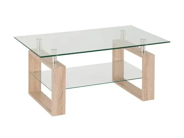 Seconique Milan Glass and Oak Coffee Table