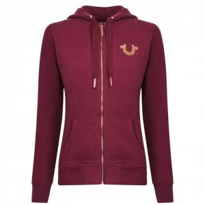 True Religion Jersey Zip Hoodie - Burgundy/Rose