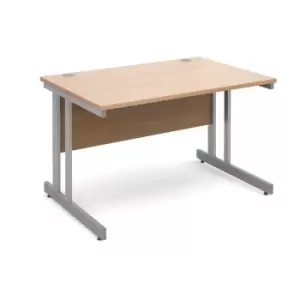 Dams Momento straight desk 1200mm x 800mm - silver cantilever frame, beech top