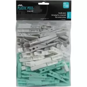 JVL Strong Hold Rust Resistant Plastic Pegs, Pack of 100