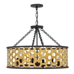 6 Light Ceiling Pendant Gold, E14