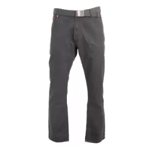 Duke London Mens Canary Bedford Cord Trousers With Belt (38L) (Charcoal)