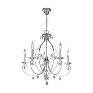 Carat Crystal Multi Arm Chandeliers 5 Light Chrome