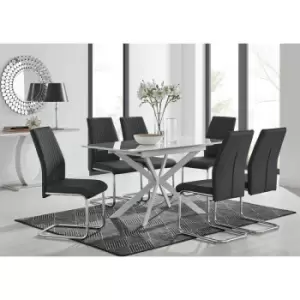 Lira 120 Extending Dining Table and 6 Black Lorenzo Chairs - Black