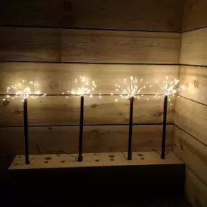 Festive Set of 4 Christmas Warm White LED Twinkling Starburst Stake Lights