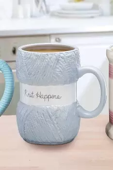 Knit Happens Knitting Mug - Grey - Ceramic