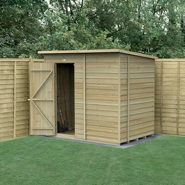 7' x 5' Forest 4Life 25yr Guarantee Overlap Pressure Treated Windowless Pent Wooden Shed (2.26m x 1.7m)