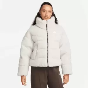 Nike W Nsw Therma-Fit City Sherpa Jacket, Light Bone/Black/White, Female, Jackets & Outerwear, DQ6869-072