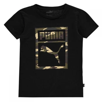 Puma Box QT T Shirt Junior Boys - Black/Camo