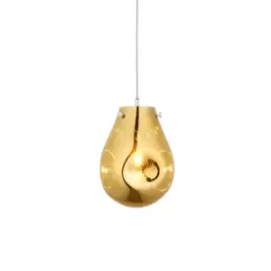 Perugia Single Pendant Ceiling Lamp, Gold Metallic Glass, Chrome Plate