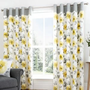 Fusion Adriana Lined Eyelet Curtains - Ochre