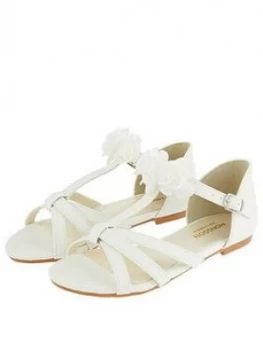 Monsoon Girls Ariah Ivory Corsage Sandal - Ivory, Size 11 Younger