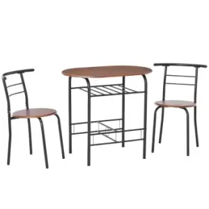 Homcom 3 Piece Bar Table Set 2 Stools Industrial Dining Room With Storage Shelf