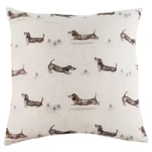 Oakwood Dogs Repeat Square Cushion Multicolour