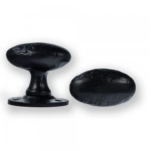 LocksOnline Antique Black Oval Rim Door Knob Set