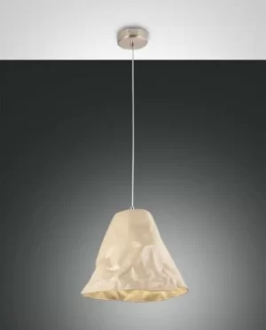 Crumple Dome Pendant Ceiling Lights Khaki Glass, E27