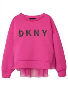 DKNY Girls Neoprene Peplum Sweat, Fuchsia, Size Age: 8 Years, Women