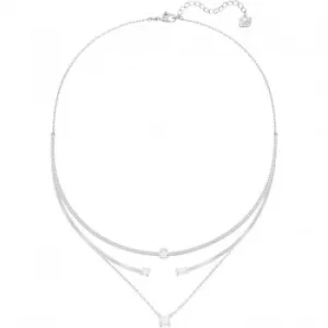 Ladies Swarovski Rhodium Plated Gray Layered Necklace
