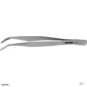 Teng Tools TW2125 Precision Bent Serrated Stainless Steel Tweezers 125mm