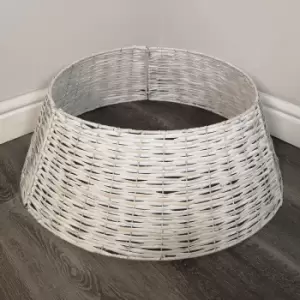 48/70cm KD Willow Christmas Tree Skirt Wicker Rattan- Large White Wash - Samuel Alexander