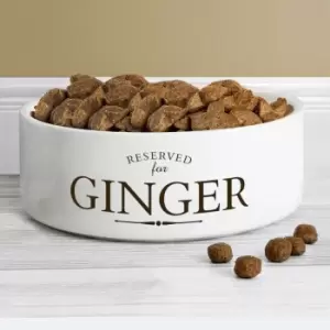 Personalised Reserved For Medium Ceramic Pet Bowl White