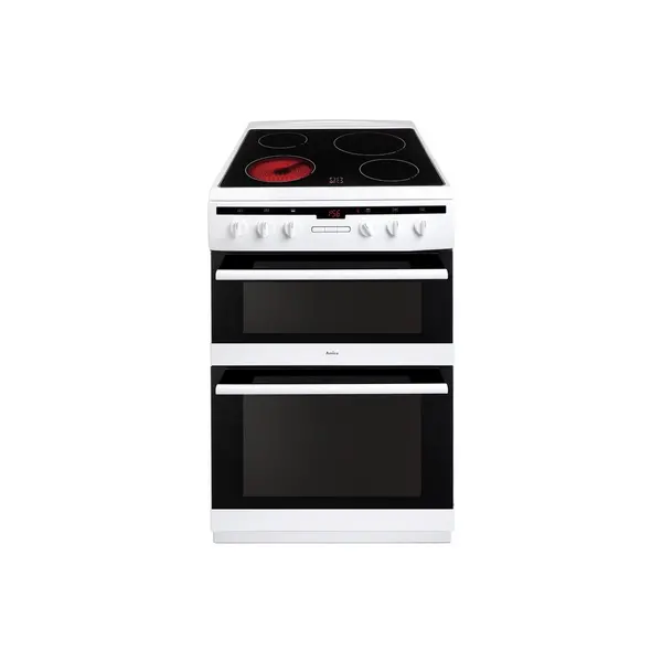 Amica 60cm Double Oven Electric Cooker with Ceramic Hob and Timer - White AFC6550WH White