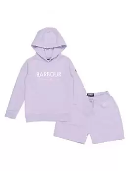 Barbour International Girls Rossin Short & Hoodie Tracksuit - Light Purple, Light Purple, Size Age: 14-15 Years, Women